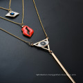 Trend Multilayer Choker Necklace with Mouth Evil Eye Pendant